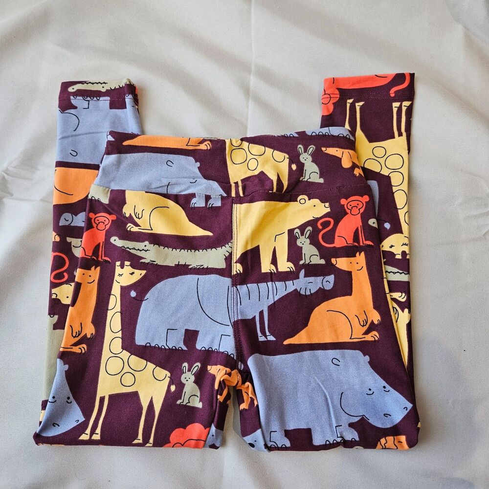 LuLaRoe Kids Zoo Animals Safari Kidcore Leggings Size S/M 3T-4T